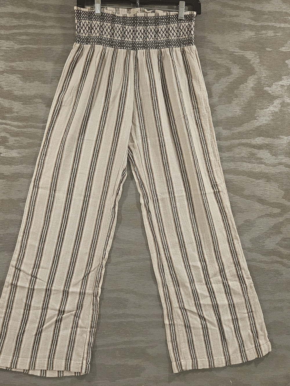 Indigo Rein SZ M Linen Blend Wide Leg Pull On Boho Beachy Pants Shirred Waist - Picture 2 of 11